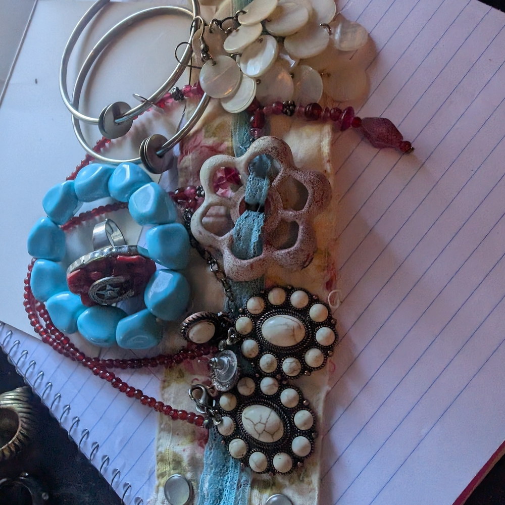Elegant Blue and Red Beaded Bracelet Set